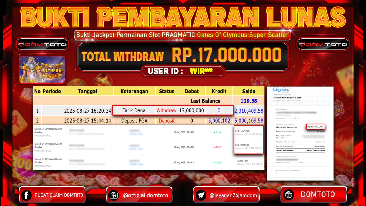 JACKPOT SLOT Gates Of Olympus Super Scatter Pragmatic Play 27 AGUSTUS  2025